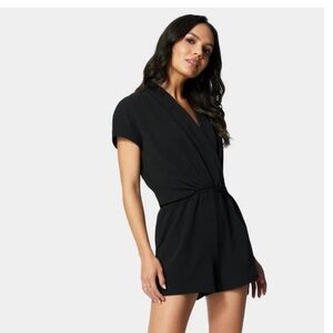 Bebe Deep Blue Surplice Romper